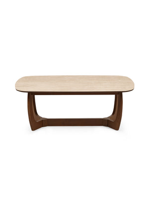 Portland Rectangular Coffee Table - Walnut Effect/Natural Stone - Living with Luxury