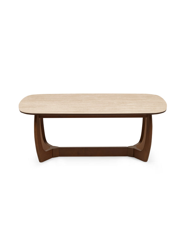 Portland Rectangular Coffee Table - Walnut Effect/Natural Stone - Living with Luxury