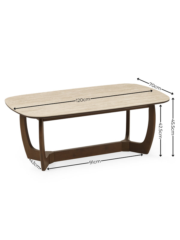 Portland Rectangular Coffee Table - Walnut Effect/Natural Stone - Living with Luxury