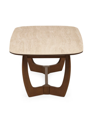 Portland Rectangular Coffee Table - Walnut Effect/Natural Stone - Living with Luxury
