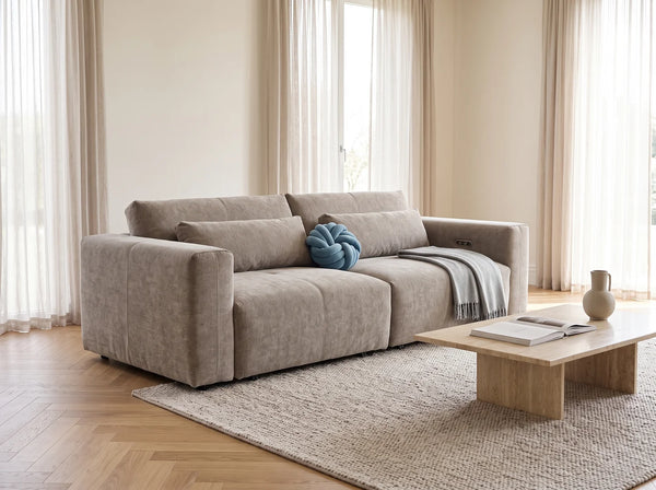 Prescott Electric Sofabed – Grey & Beige Stylish Living Room Sofa Bed