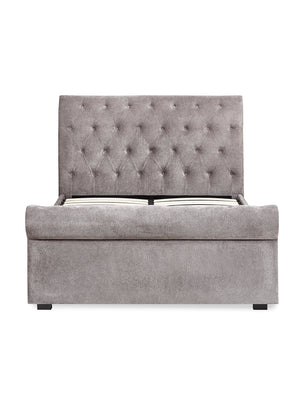 Ravello Grey Chenille Upholstered 150cm Kingsize Bed with 2 Drawers - Living with Luxury