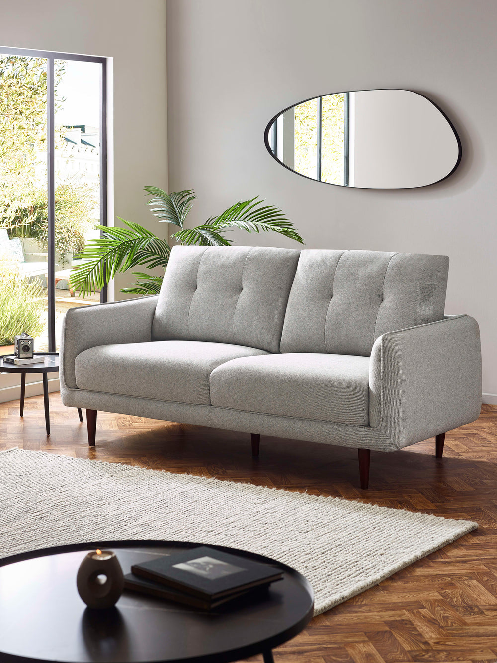 Remy 3 Seater Light Grey Fabric Sofa - Living with Luxury