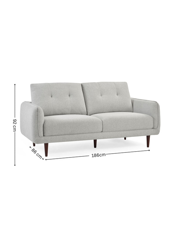 Remy 3 Seater Light Grey Fabric Sofa - Living with Luxury