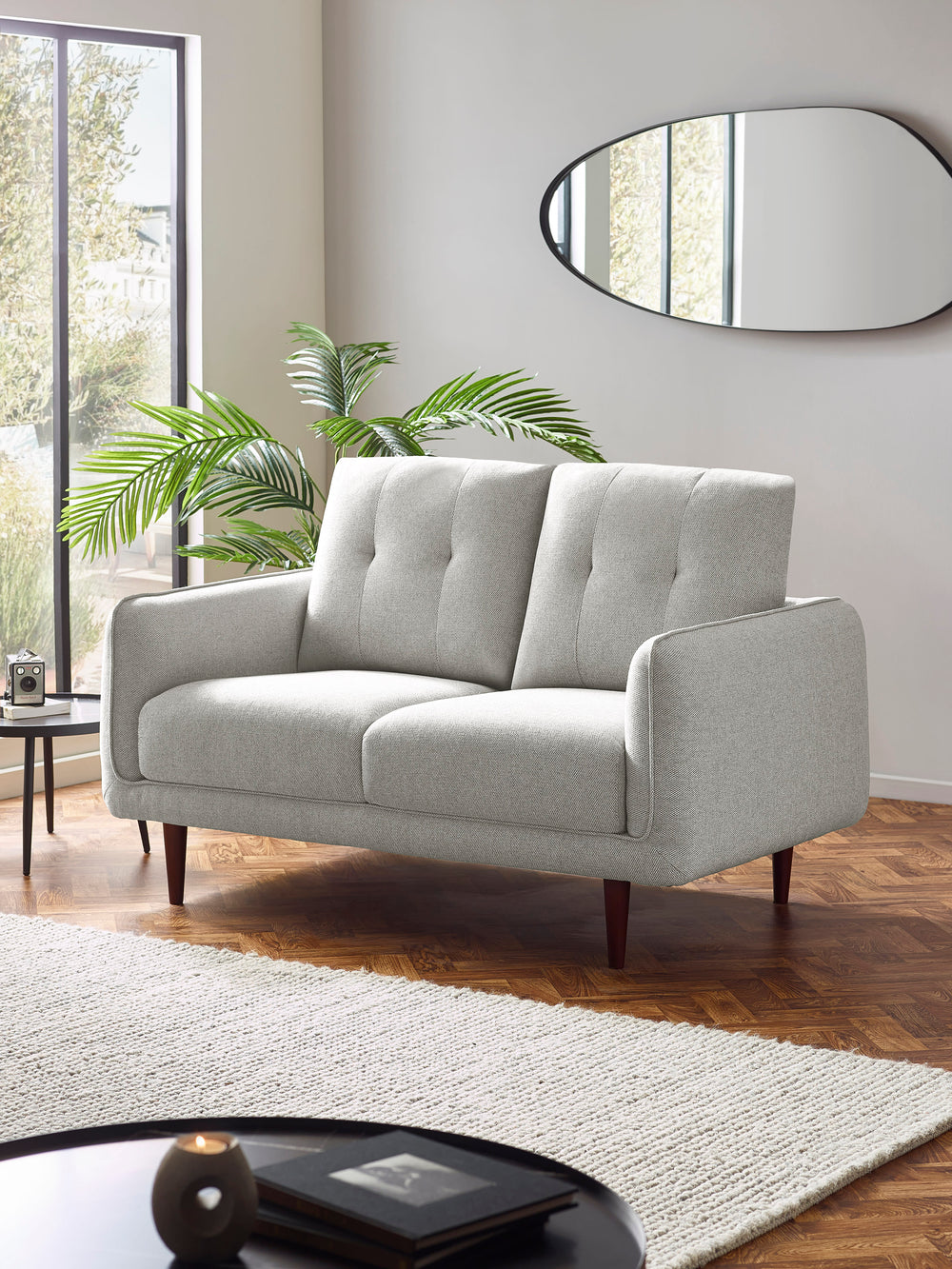 Remy 2 Seater Light Grey Fabric Sofa - Living with Luxury
