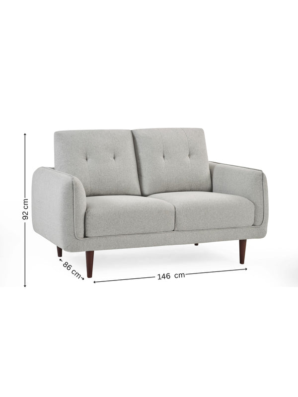 Remy 2 Seater Light Grey Fabric Sofa - Living with Luxury