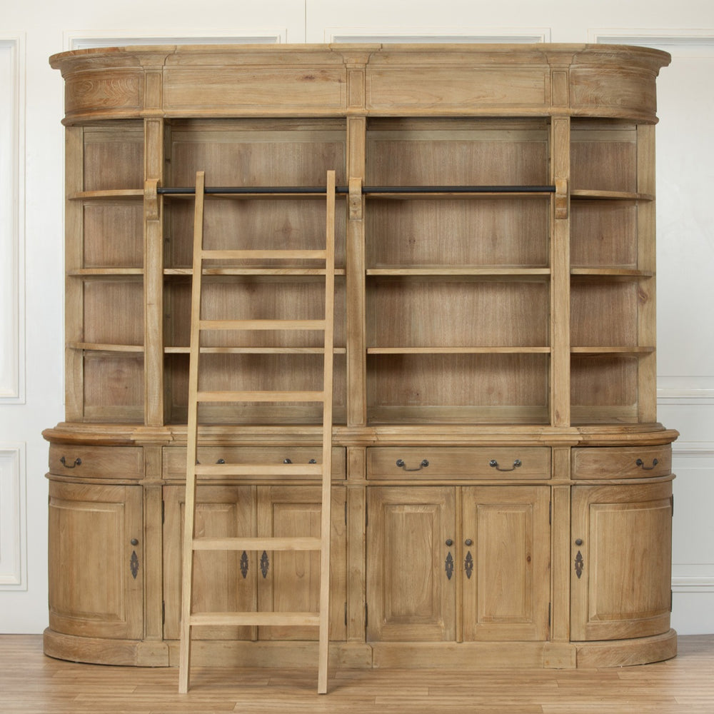 Large Wooden Bookcase with Ladder – view 1