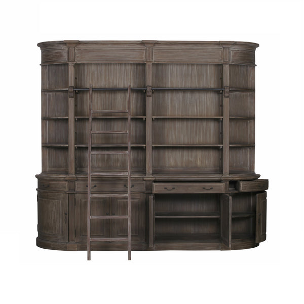 Extra Large Wooden Double Bookcase with Ladder – view 11