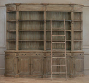 Extra Large Wooden Double Bookcase with Ladder – view 9