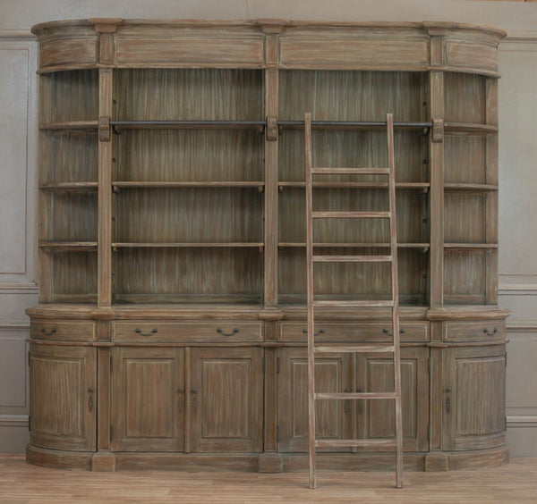 Extra Large Wooden Double Bookcase with Ladder – view 9