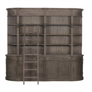 Extra Large Wooden Double Bookcase with Ladder – view 10