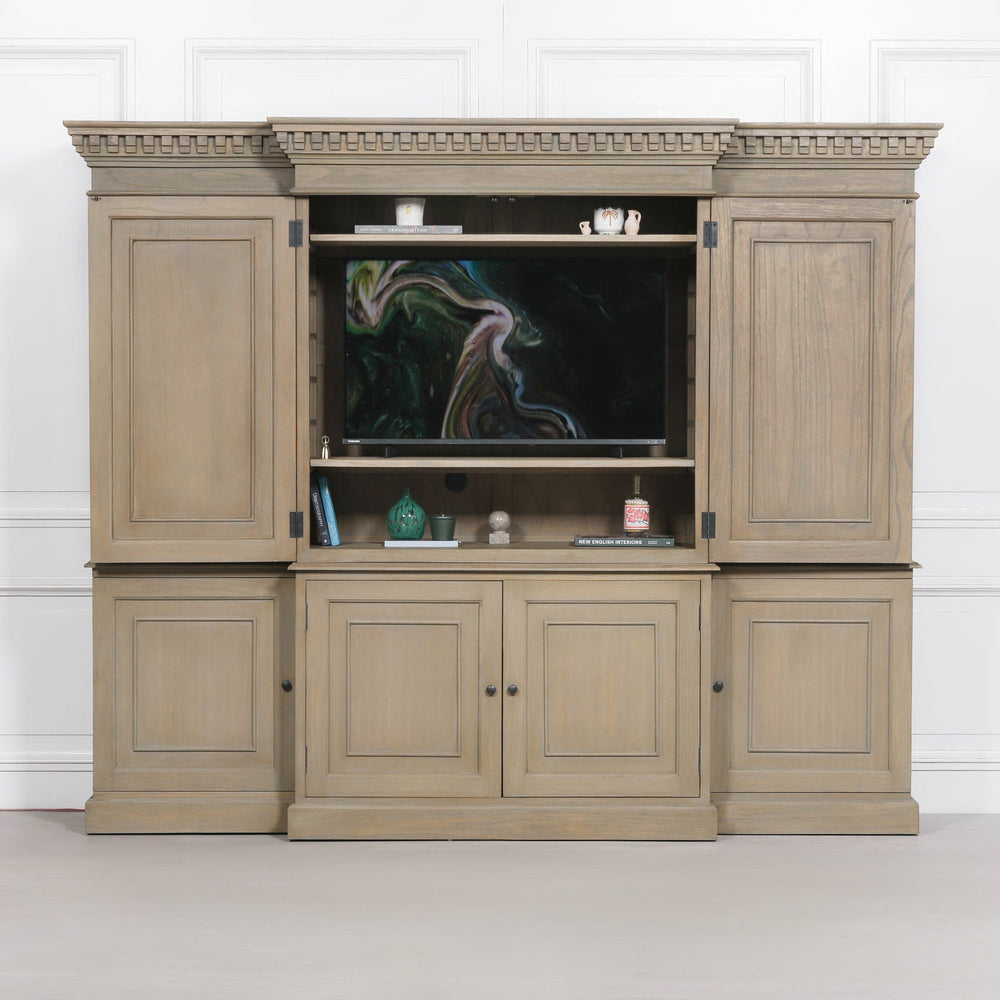 Large Wooden Triple Breakfront TV Cabinet – view 1