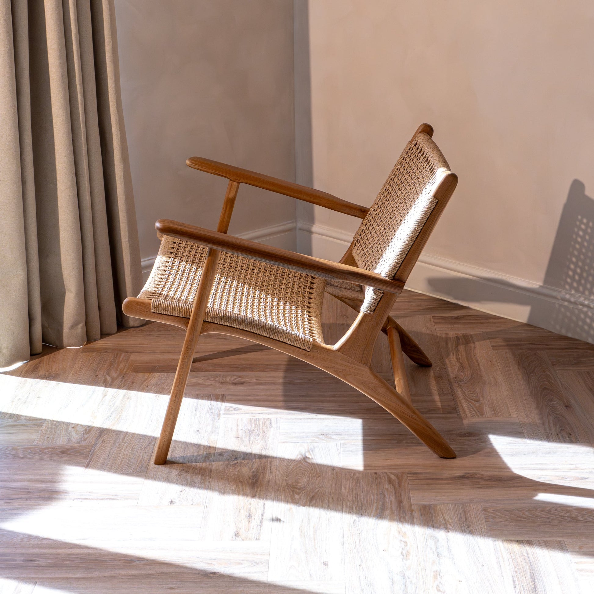 Zara Teak & Rattan Accent Armchair