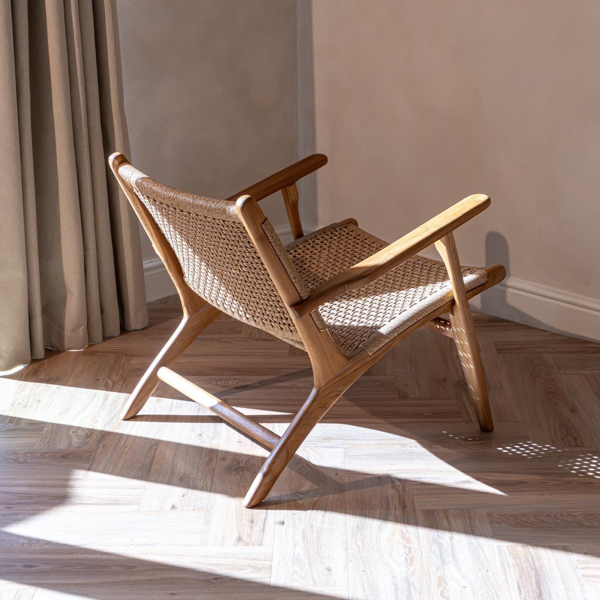 Zara Teak & Rattan Accent Armchair