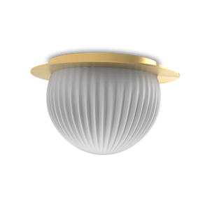 Roi Wall Ceiling Disc – Matte Polished Brass Base and Opal White Glass – view 2