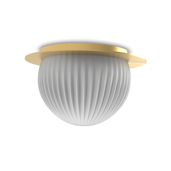 Roi Wall Ceiling Disc – Matte Polished Brass Base and Opal White Glass – view 2
