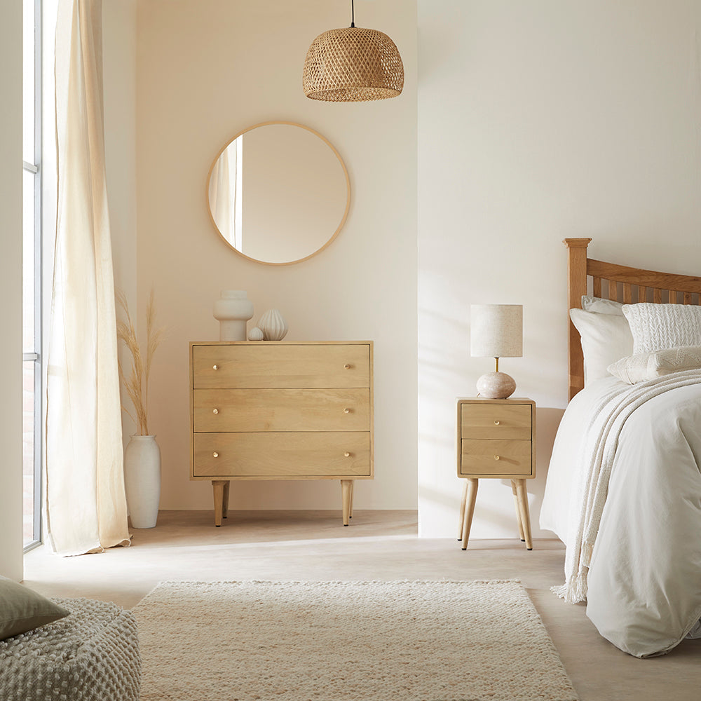 Scandinavian Lighter Oak Logan Narrow Bedside Table