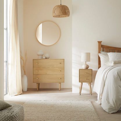 Scandinavian Lighter Oak Logan Narrow Bedside Table