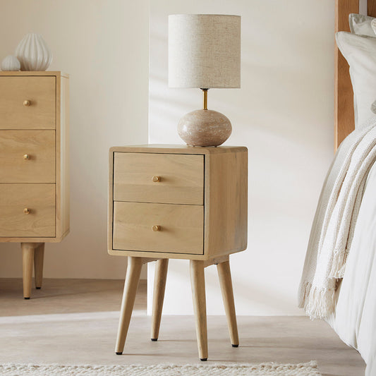 Scandinavian Lighter Oak Logan Narrow Bedside Table