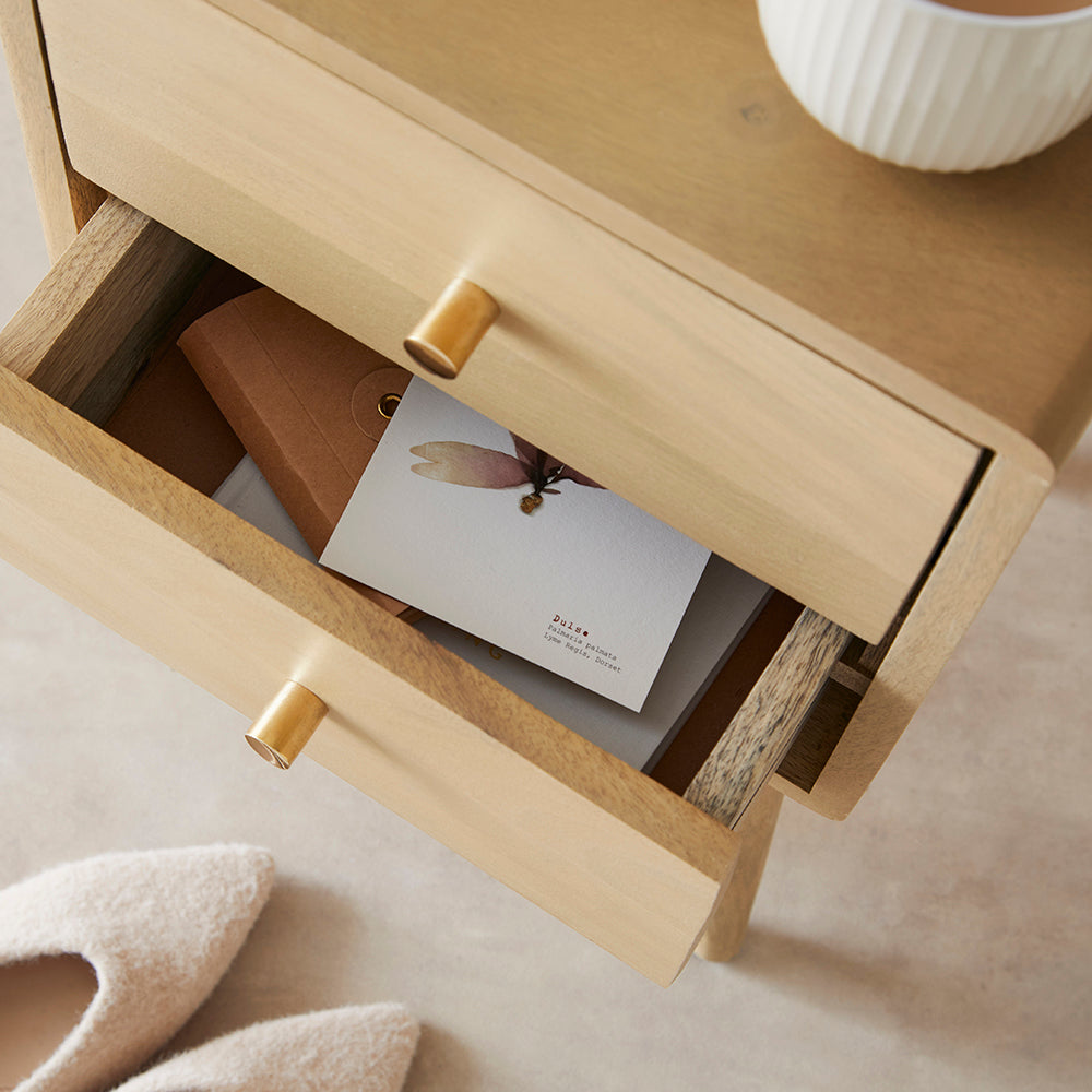Scandinavian Lighter Oak Logan Narrow Bedside Table