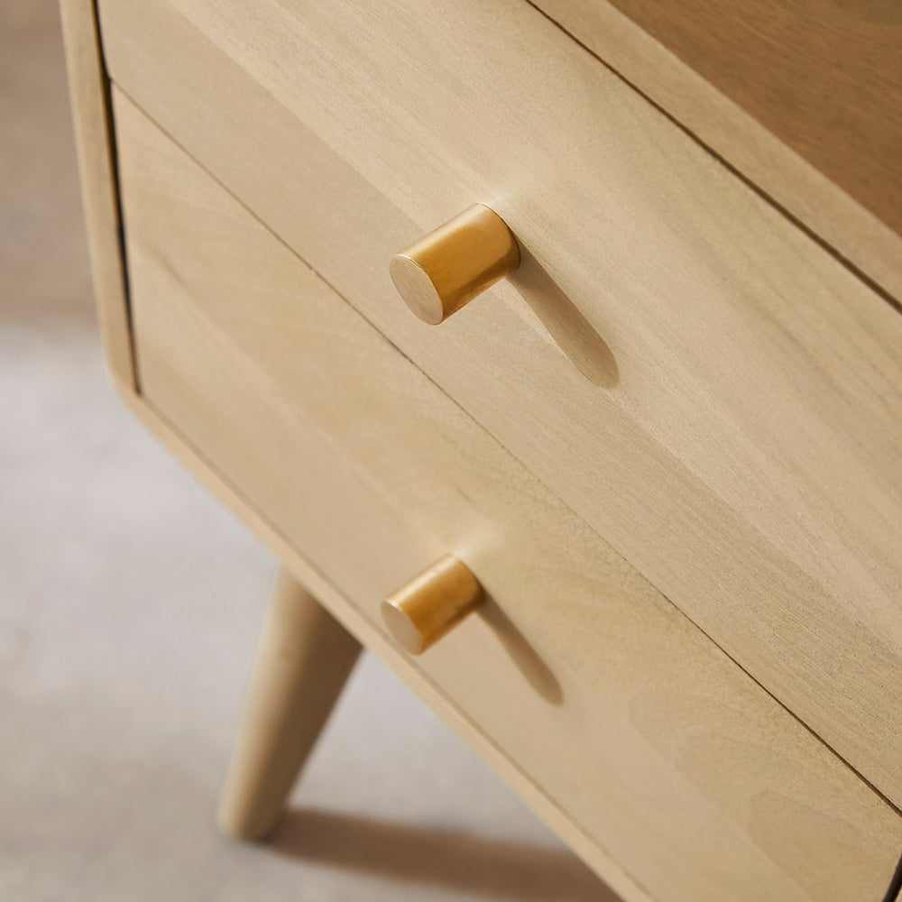 Scandinavian Lighter Oak Logan Narrow Bedside Table