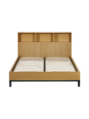 Sia Bookcase Headboard Bed - Light Oak Effect, Double - Living with Luxury