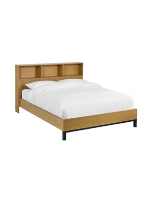 Sia Bookcase Headboard Bed - Light Oak Effect, King - Living with Luxury