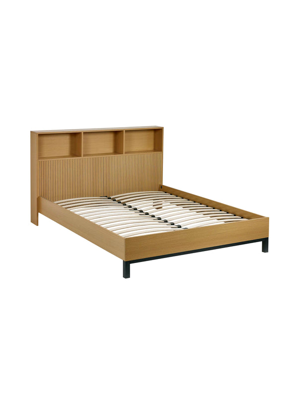 Sia Bookcase Headboard Bed - Light Oak Effect, King - Living with Luxury