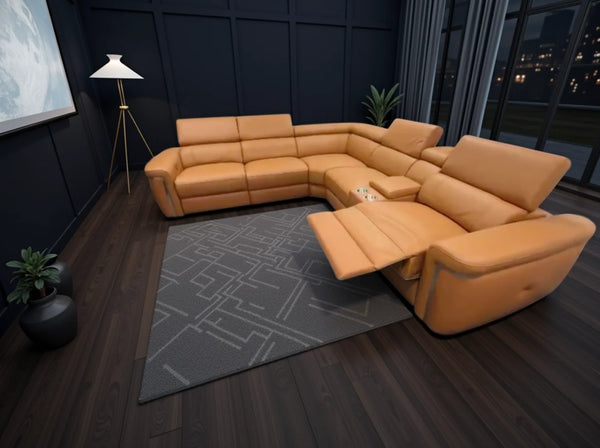 Somerville Tan Large Corner Modular Electric Recliner Sofa – Spacious Living Room Seating