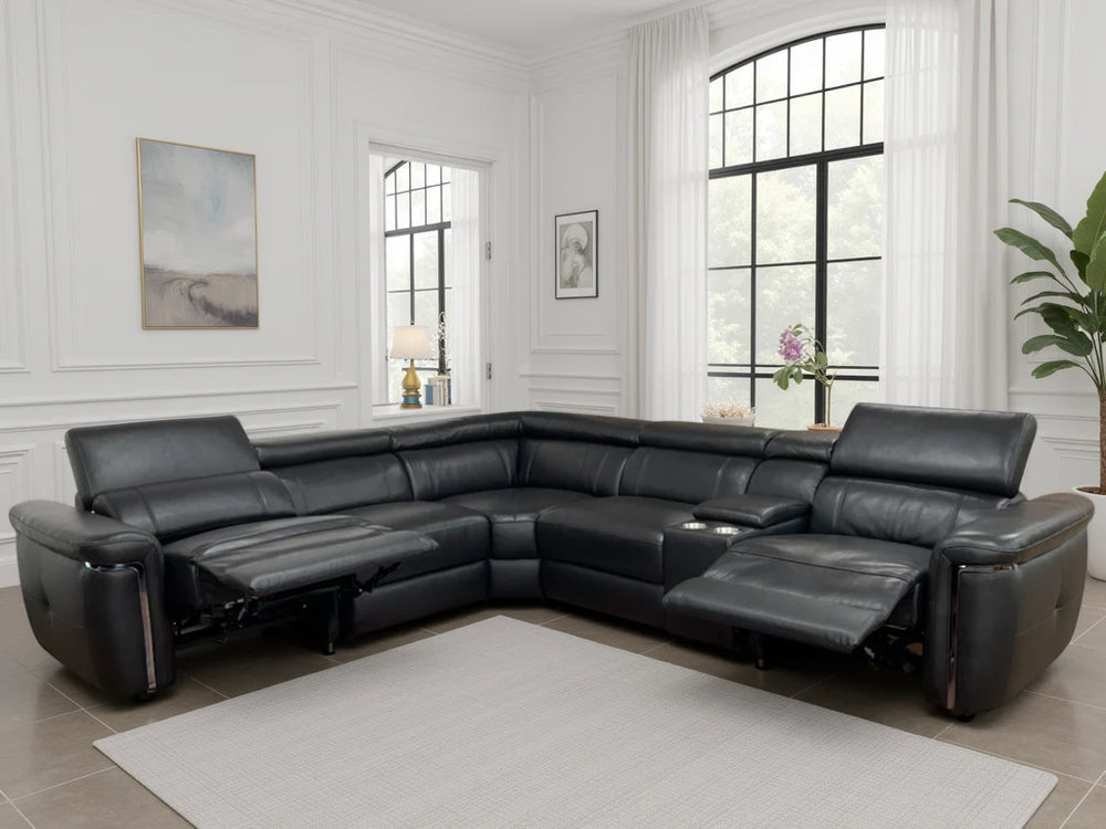 Somerville Black Large Corner Electric Recliner Sofa – Spacious Living Room Seating