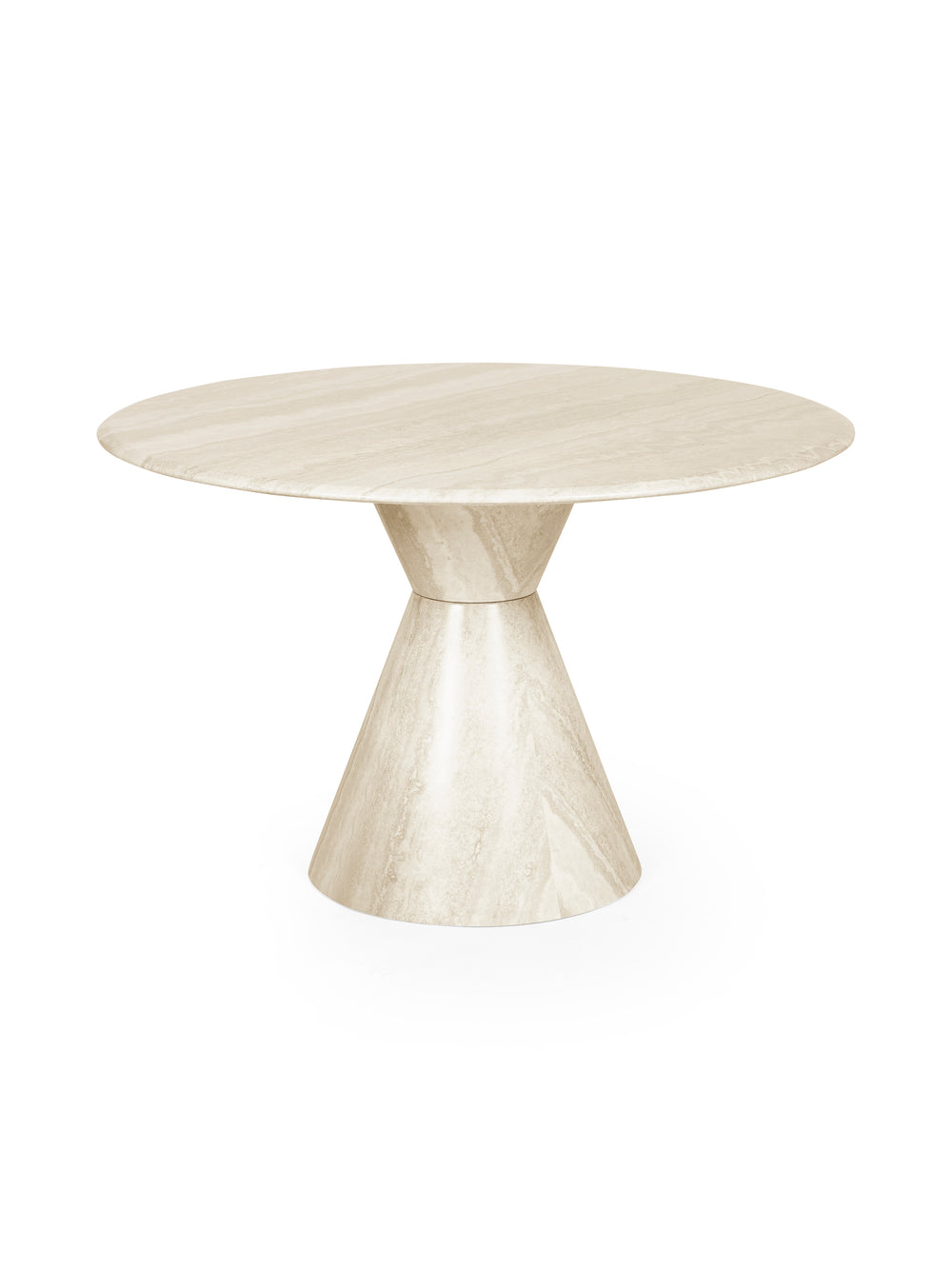 Verona 120cm Round Pedestal 4 Seater Dining Table - Cream Marble Effect - Living with Luxury