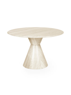 Verona 120cm Round Pedestal 4 Seater Dining Table - Cream Marble Effect - Living with Luxury