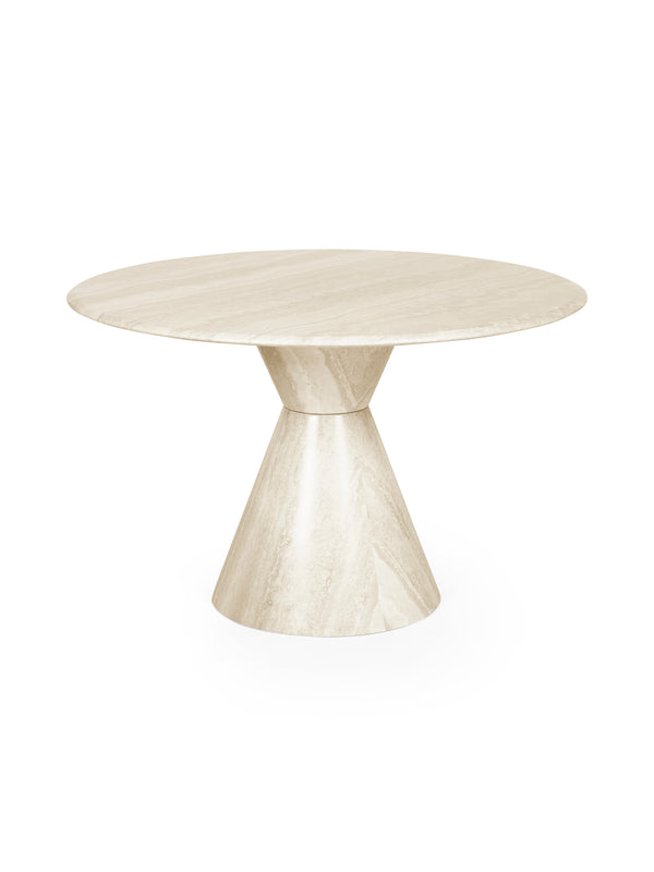 Verona 120cm Round Pedestal 4 Seater Dining Table - Cream Marble Effect - Living with Luxury