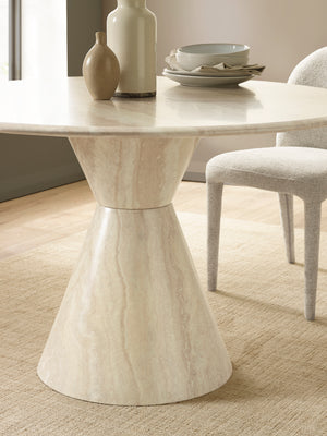 Verona 120cm Round Pedestal 4 Seater Dining Table - Cream Marble Effect - Living with Luxury