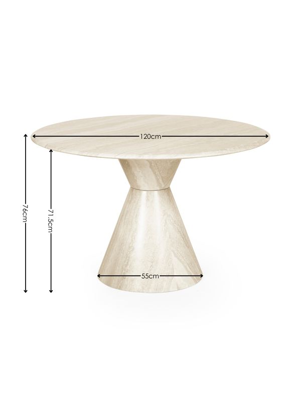 Verona 120cm Round Pedestal 4 Seater Dining Table - Cream Marble Effect - Living with Luxury