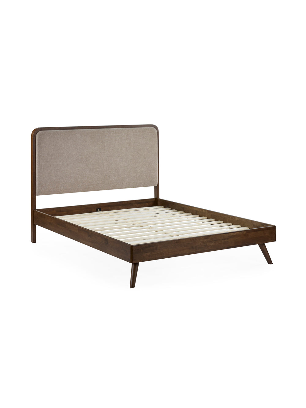 Walden Walnut Effect 150cm Kingsize Bed with Grey Chenille Upholstered Headboard - Living with Luxury
