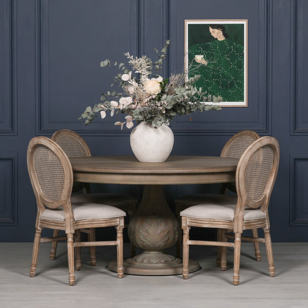 Rustic Washed 150cm Round Acorn Dining Table – view 7