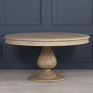 Rustic Light Wood 150cm Round Acorn Dining Table – view 5