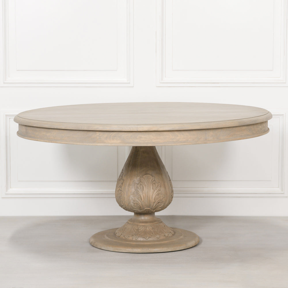 Rustic Light Wood 150cm Round Acorn Dining Table – view 1