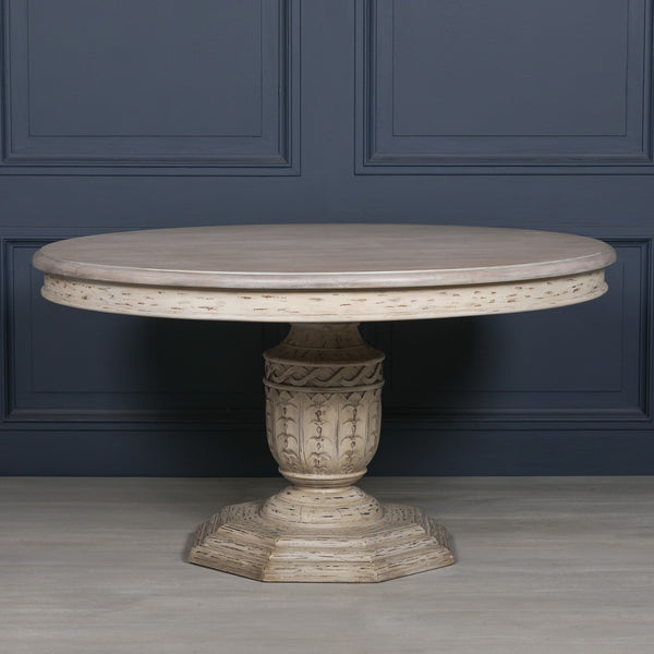 Heavy Distressed 145cm Round Dining Table – view 5