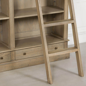 Large Rustic Wooden Bookcase with Ladder – view 8