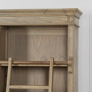Large Rustic Wooden Bookcase with Ladder – view 7