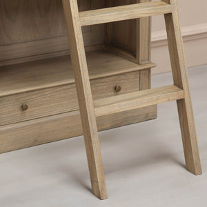 Large Rustic Wooden Bookcase with Ladder – view 4
