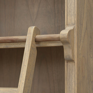 Large Rustic Wooden Bookcase with Ladder – view 3
