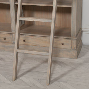 Large Rustic Wooden Bookcase with Ladder – view 11