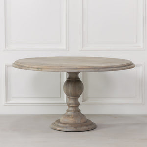 Rustic Wooden Round Dining Table 147cm – view 1