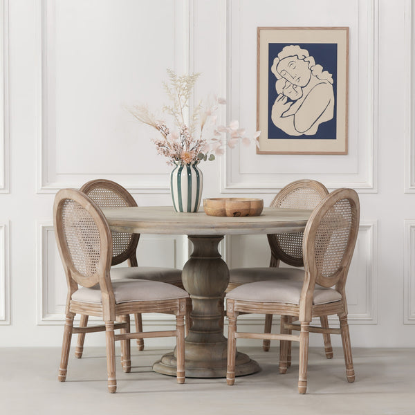 Rustic Wooden Round Dining Table 147cm – view 3