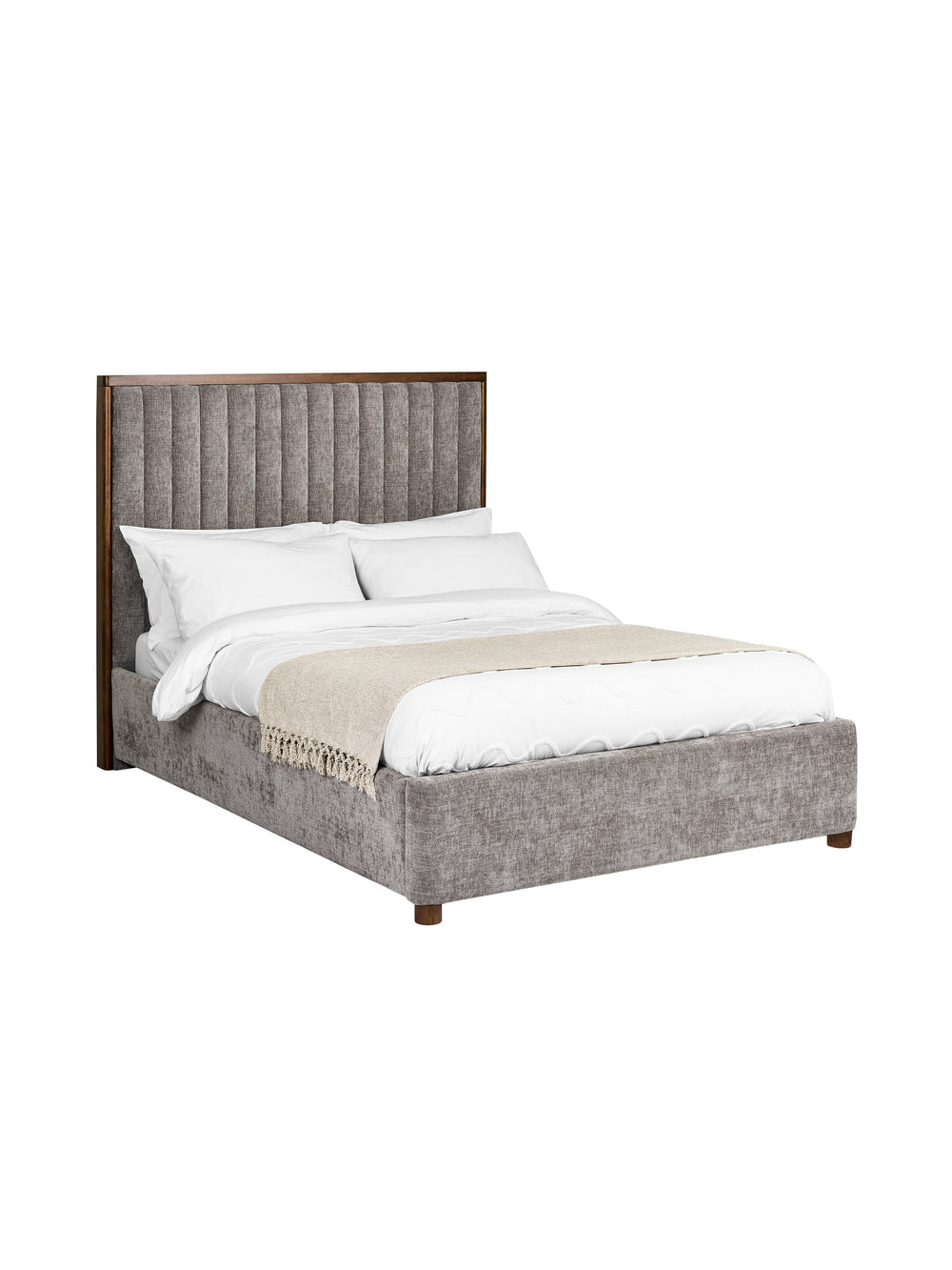 Whitmore Grey Chenille Upholstered Double Bed - Living with Luxury