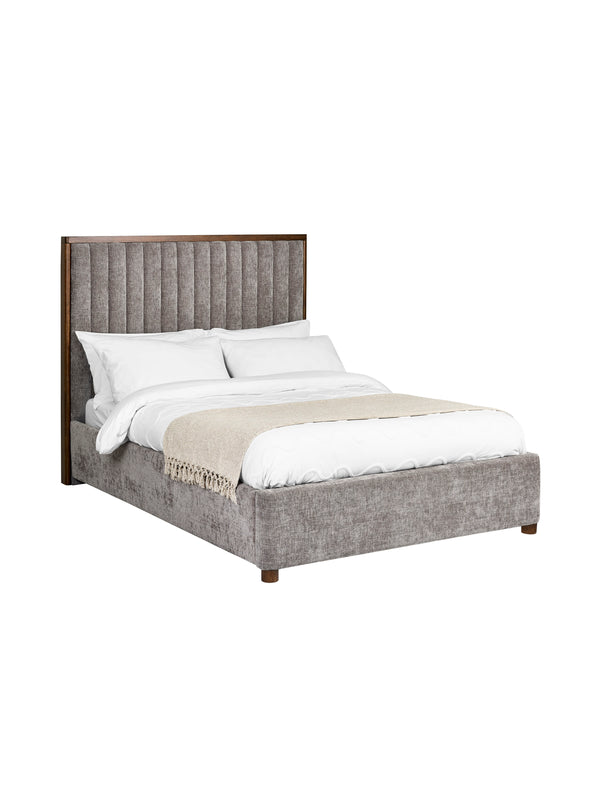 Whitmore Grey Chenille Upholstered Double Bed - Living with Luxury