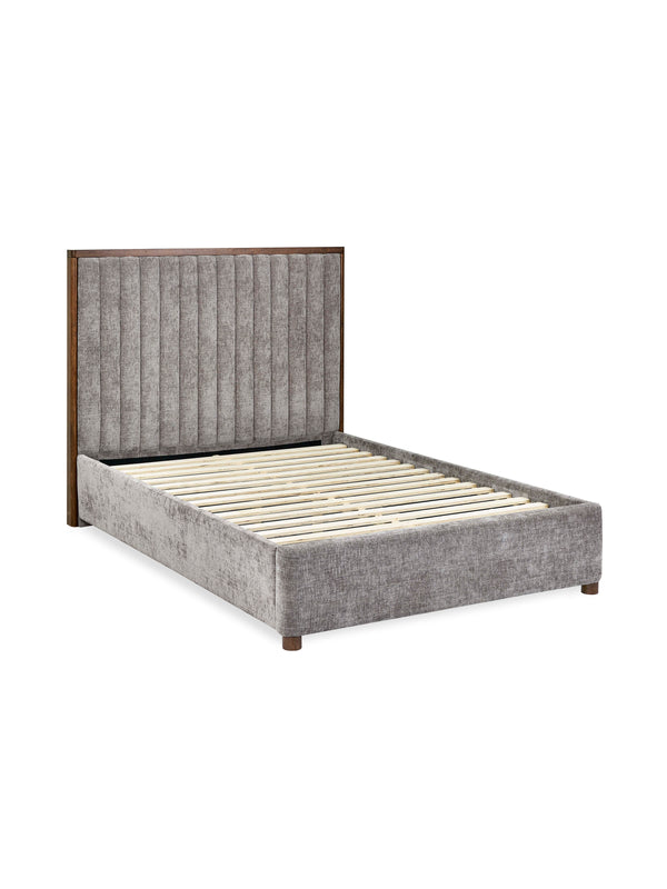 Whitmore Grey Chenille Upholstered Double Bed - Living with Luxury